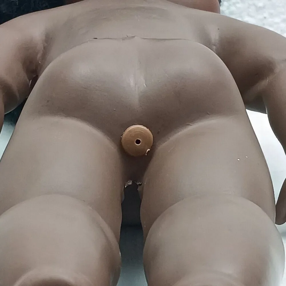 African American EEgEE Softina Drink Wet Doll Rubber Skin 1971 Nude Vintage